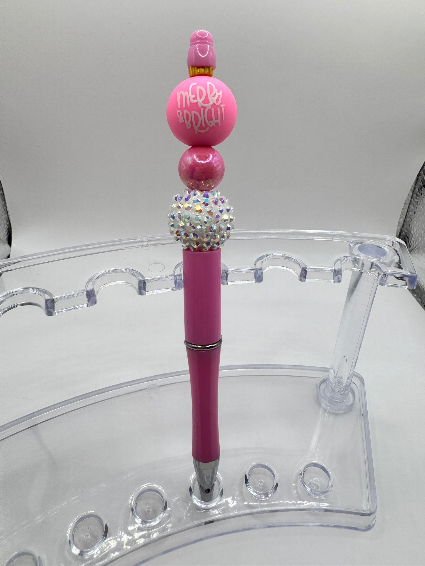 “Merry & Bright” Pink Christmas Ornament Pen