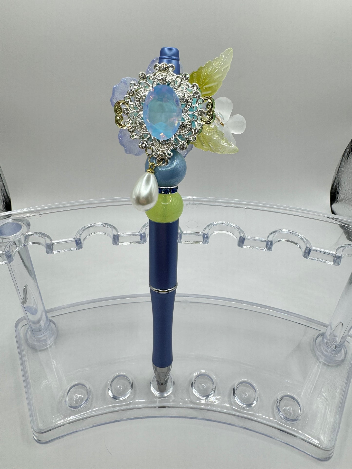 Blue & Lime Flower Fancy Pen