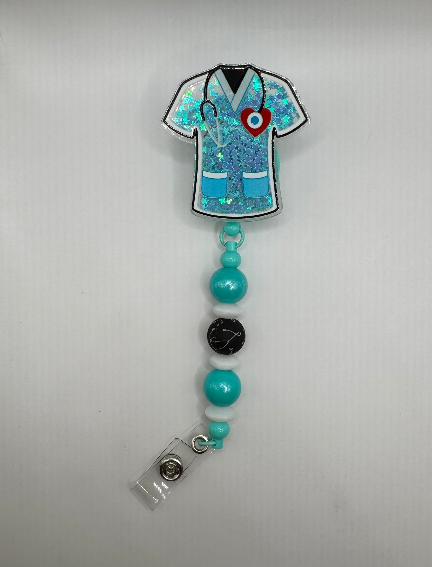 Blue Scrub Shaker ID Holder