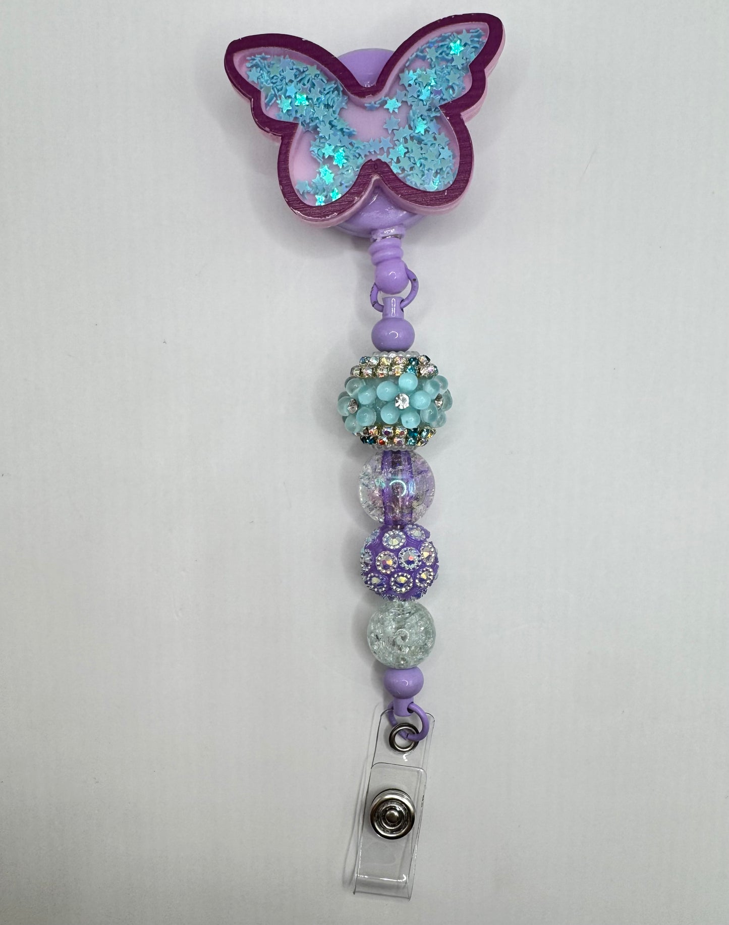 Purple Butterfly with Glitter ID Holder