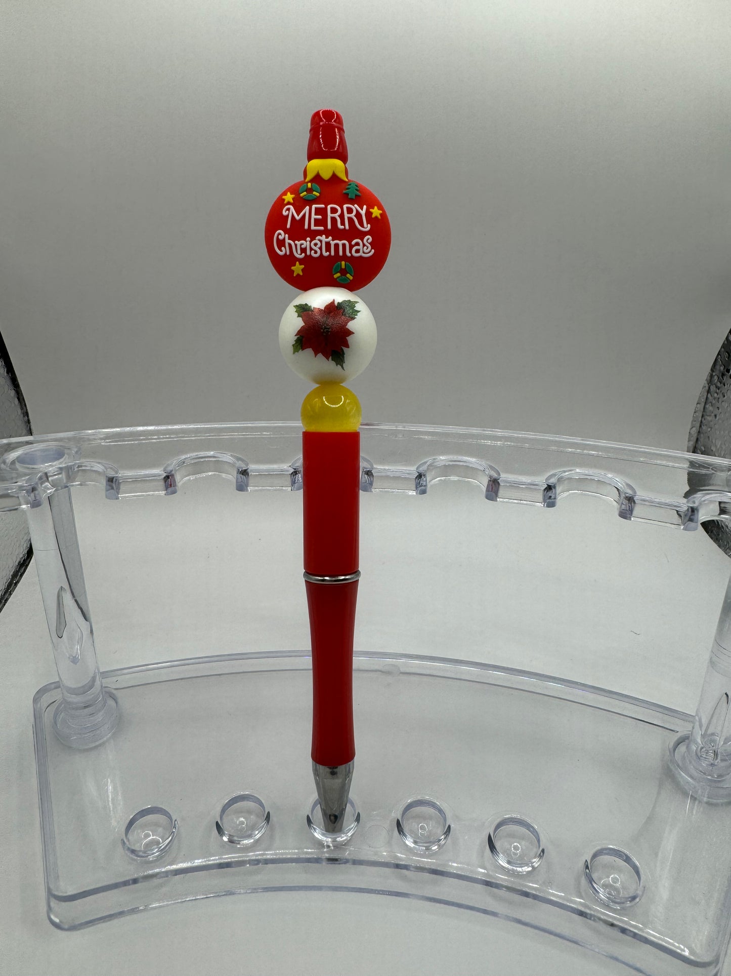 "Merry Christmas" Ornament with Poinsettia Pen