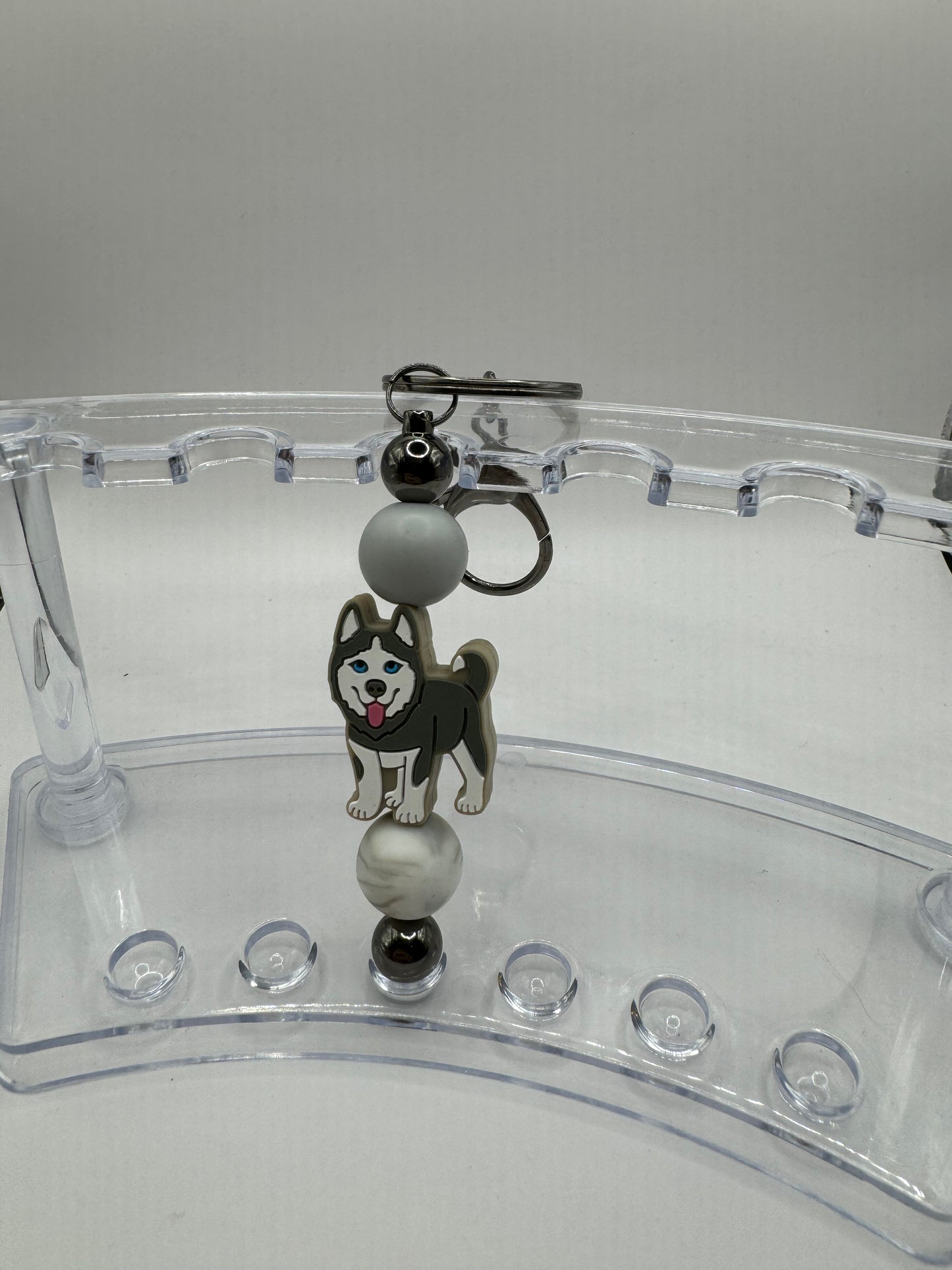 Gray Husky Keychain