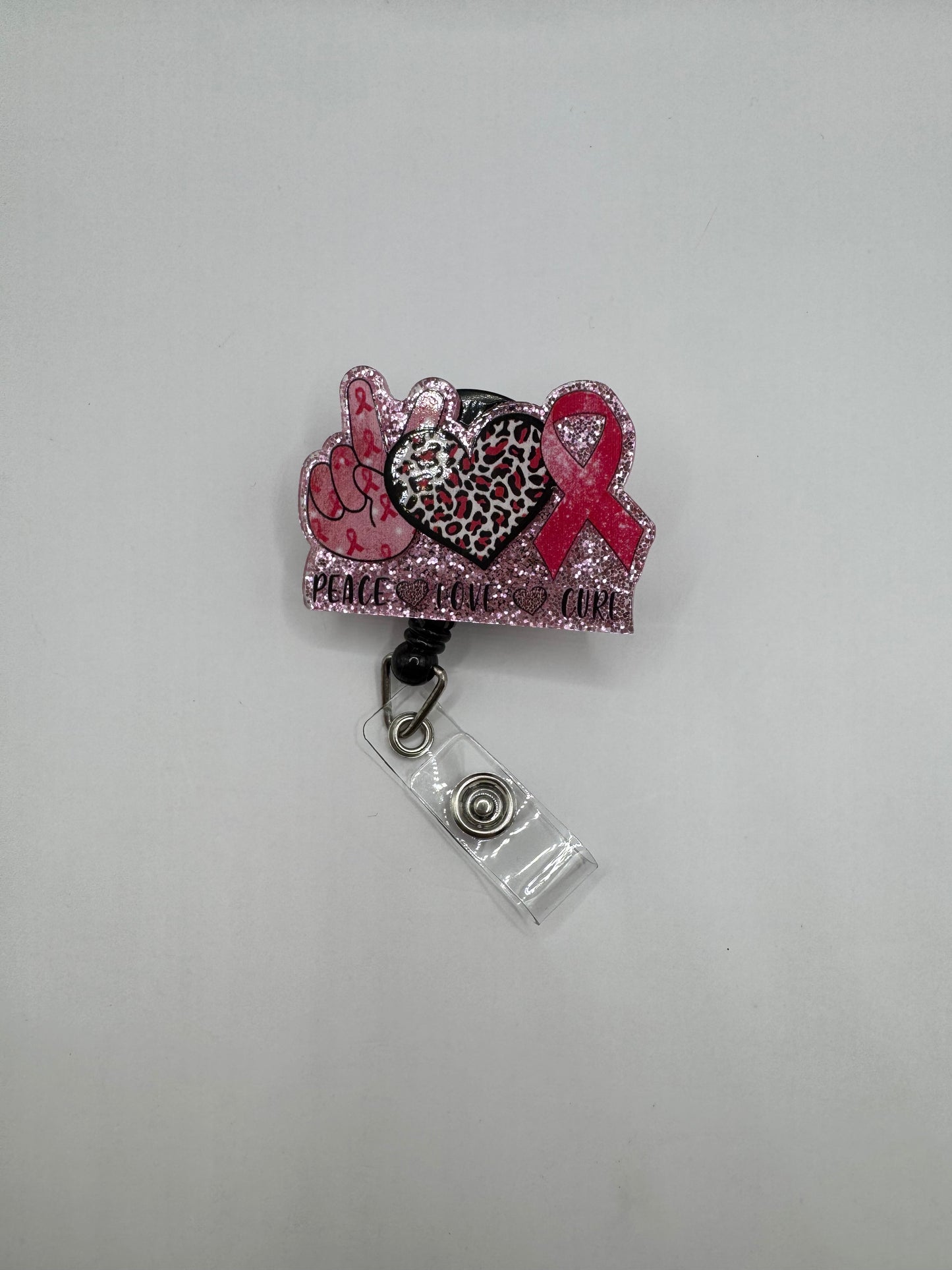 "Peace. Love. Cure." ID Holder (Cancer Awareness)