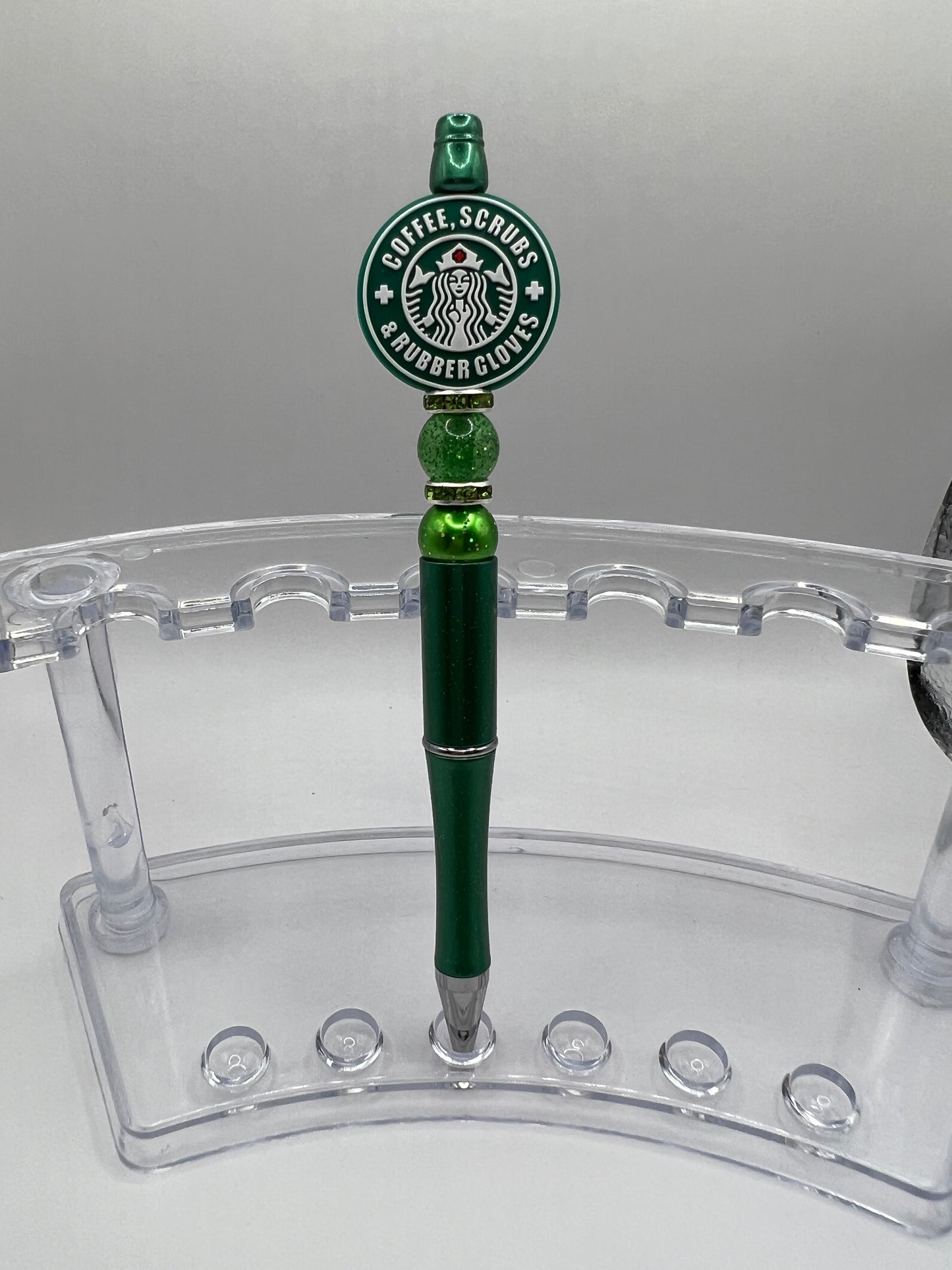 "Coffee, Scrubs, & Rubber Gloves" Nurse Green Pen