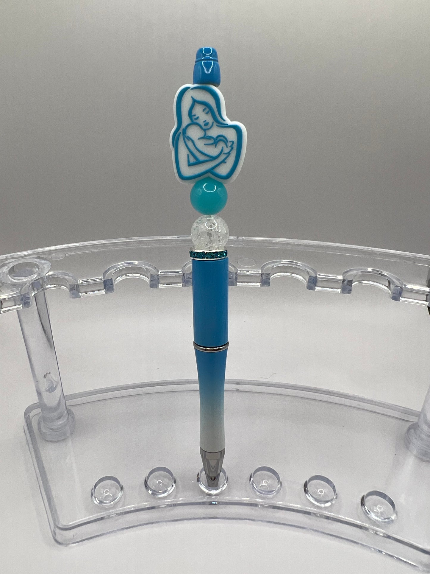 Mom with Baby Blue Ombré Pen