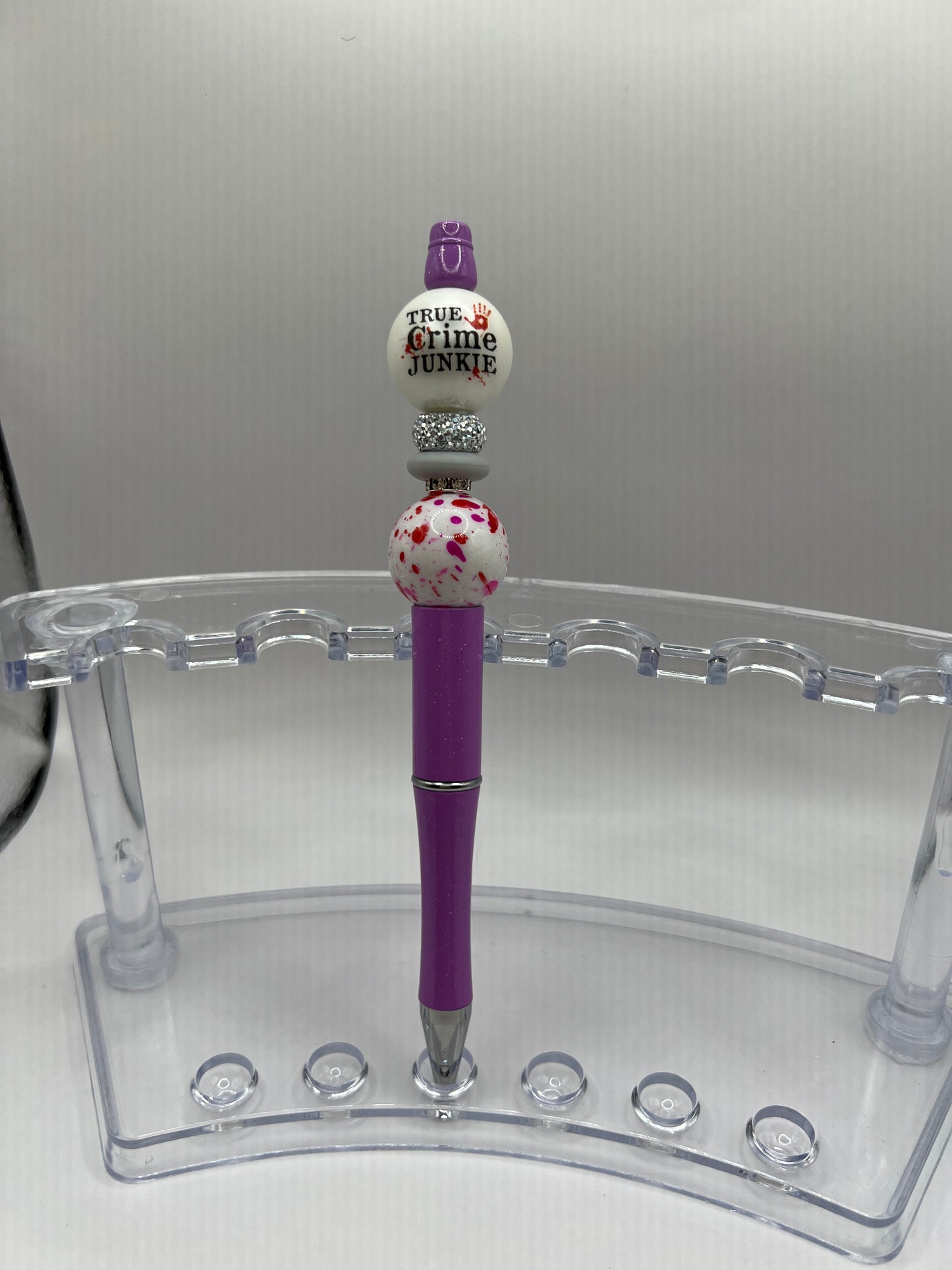 "True Crime Junkie" Purple Sparkle Pen