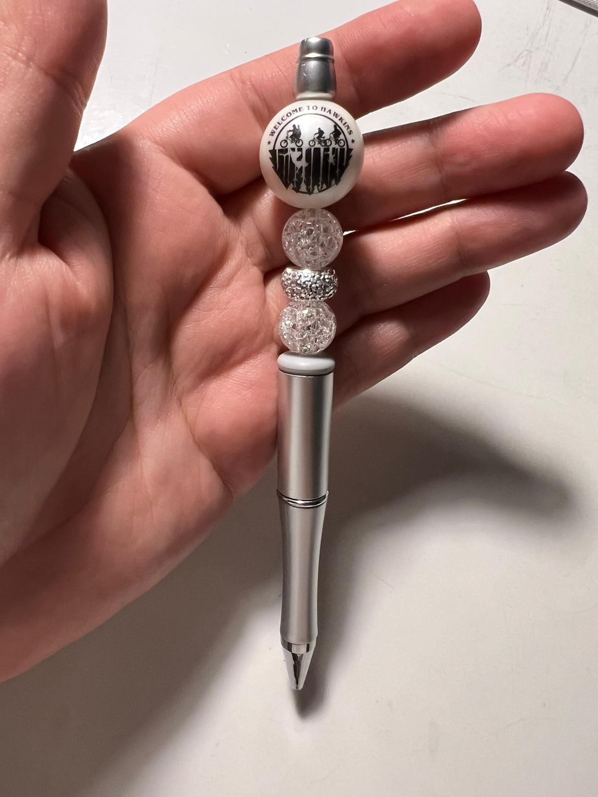"Welcome to Hawkins" White Sparkle Pen