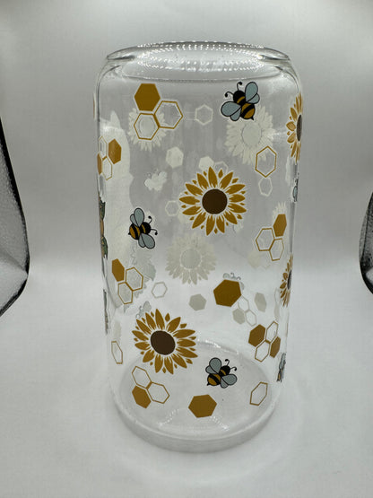 Winnie with Sunflowers (Glass Cup)