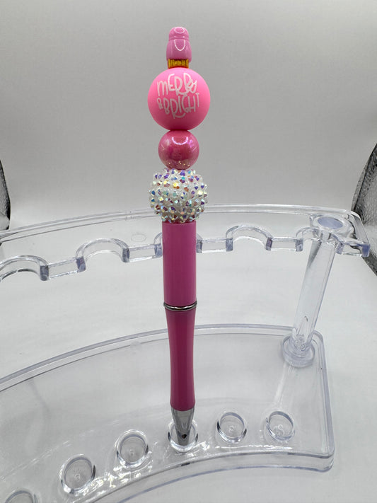 “Merry & Bright” Pink Christmas Ornament Pen