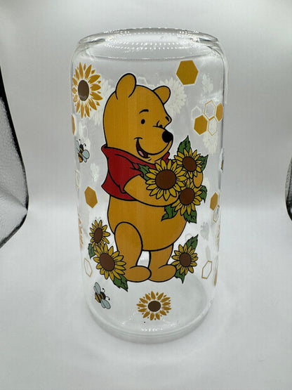 Winnie with Sunflowers (Glass Cup)