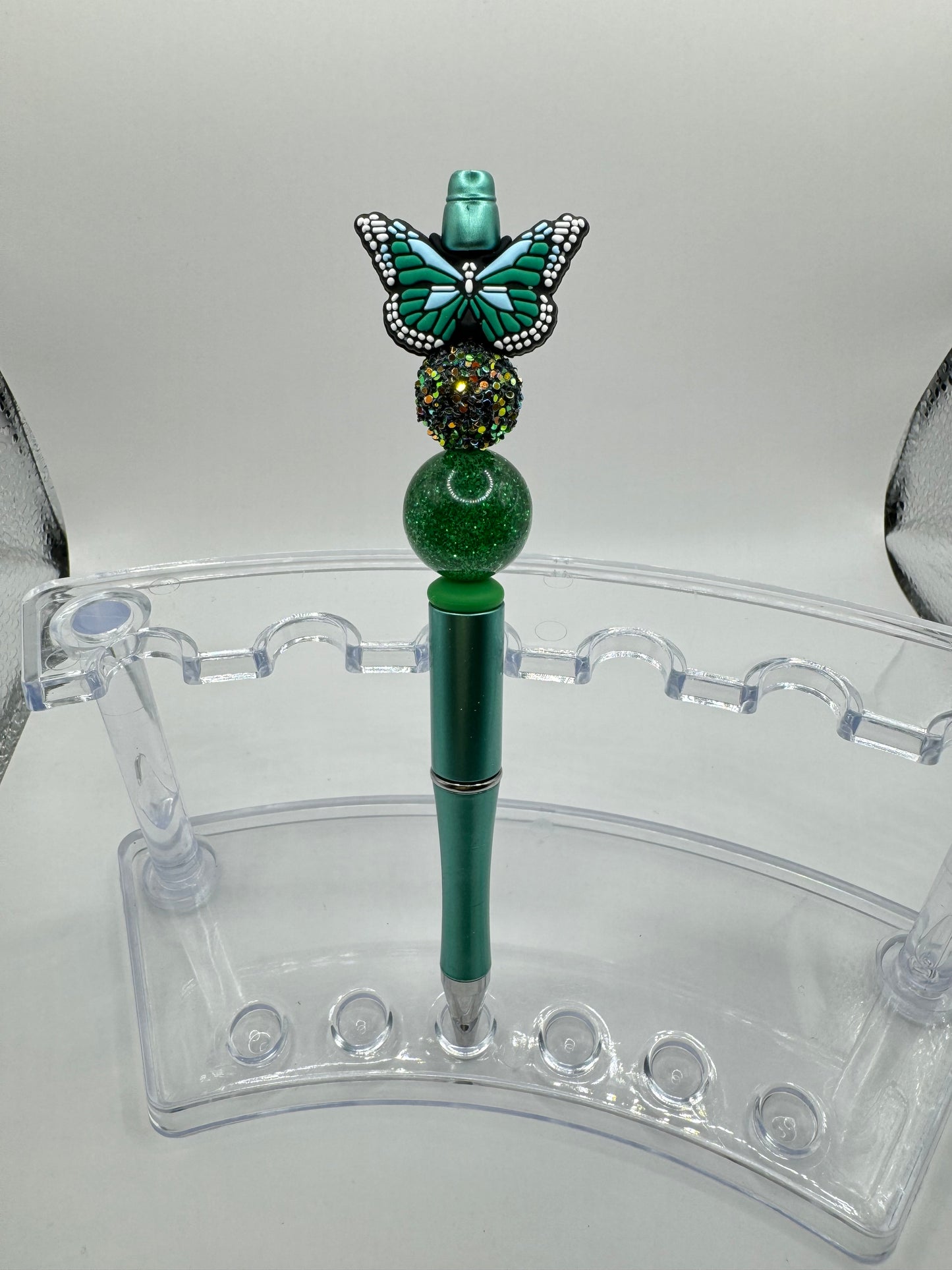 Green Glitter Butterfly Pen