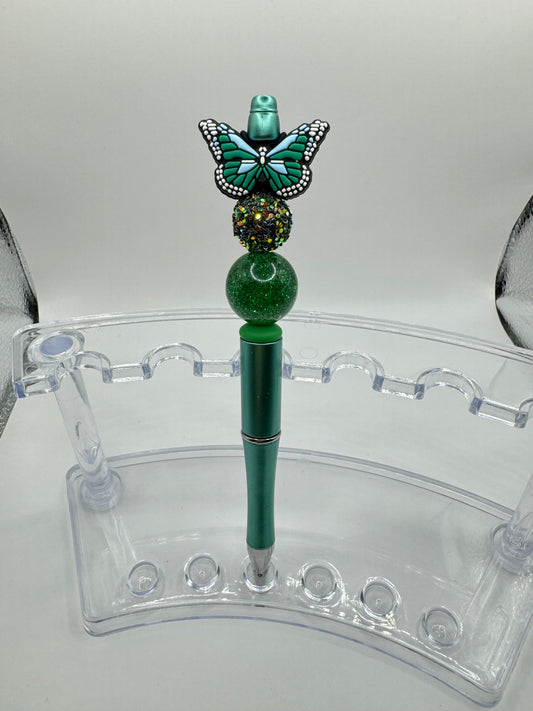 Green Glitter Butterfly Pen