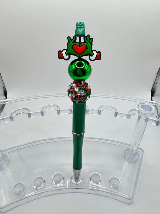 Grinch Hand Heart Pen