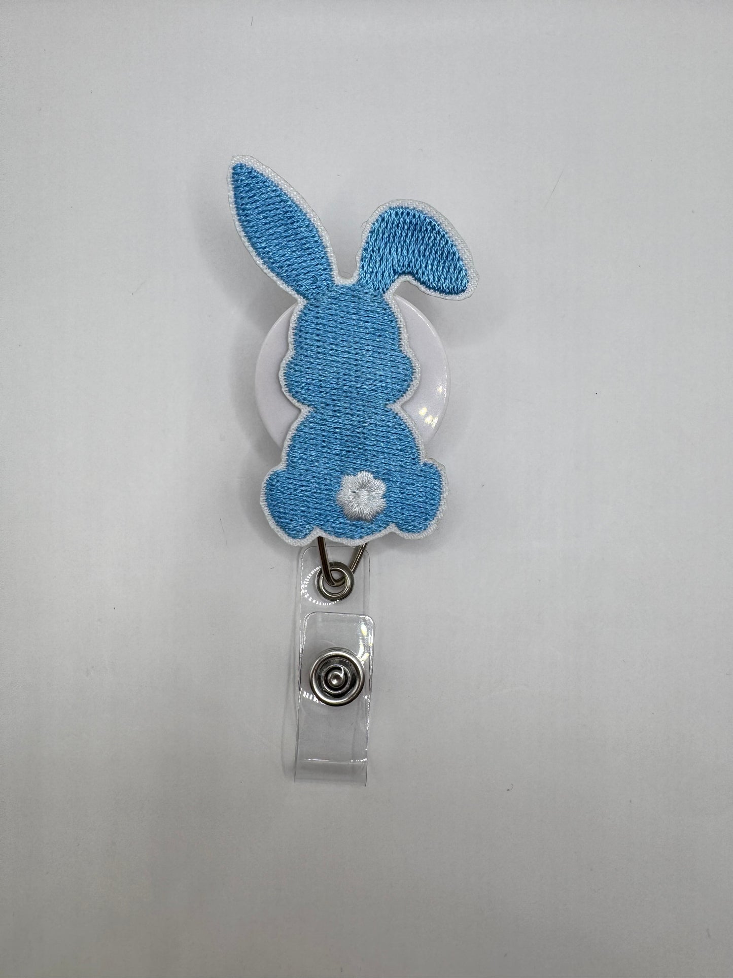 Blue Fabric Bunny ID Holder
