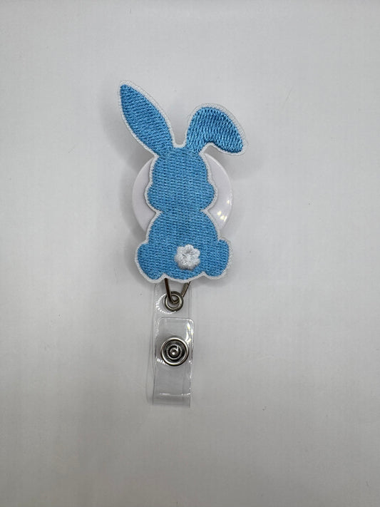 Blue Fabric Bunny ID Holder