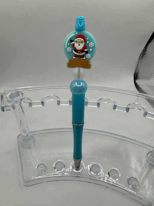Blue Santa Snow Globe Pen
