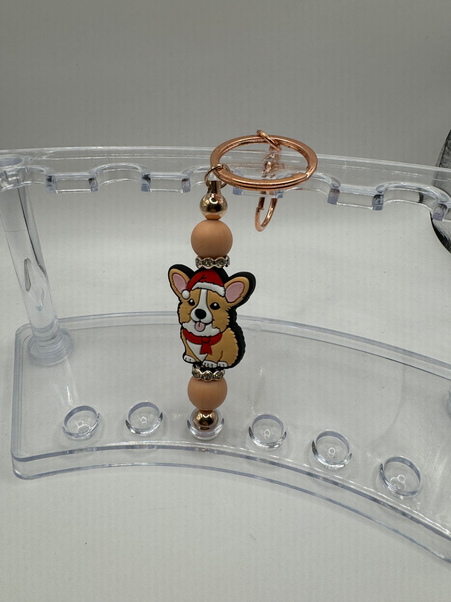 Christmas Corgi Keychain