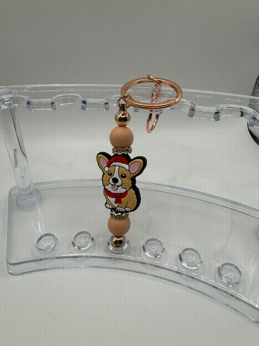 Christmas Corgi Keychain