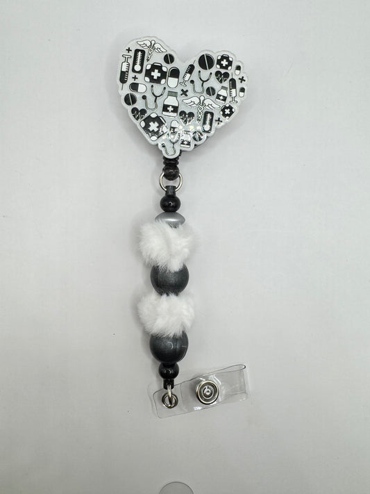Nurse Black & White ID Holder