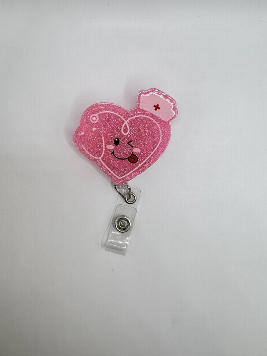 Nurse's Heart Pink ID Holder