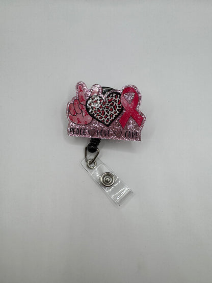 "Peace. Love. Cure." ID Holder (Cancer Awareness)