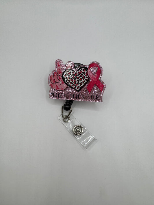 "Peace. Love. Cure." ID Holder (Cancer Awareness)