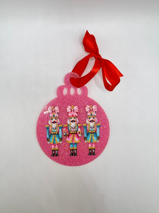 Pink Nutcrackers Christmas Ornament