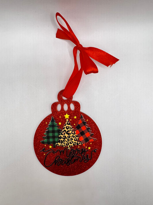 "Merry Christmas" Printed Trees Ornament