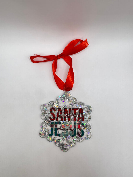 "Give Like Santa, Love Like Jesus" Christmas Ornament