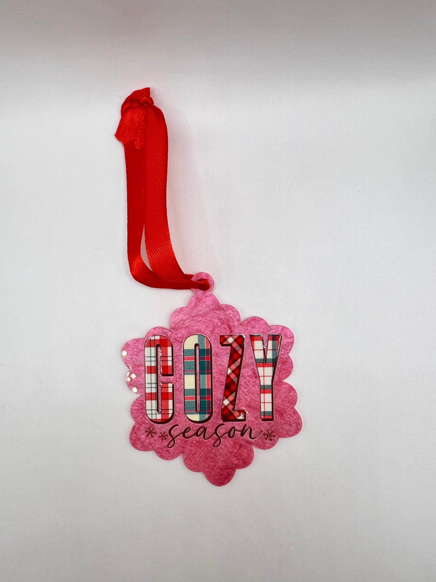 "Cozy Season" Pink Christmas Ornament